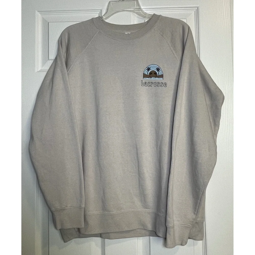 Independent Trading Co Lacrosse Good‎ Vibes Graphic Sweatshirt Sand Tan Large